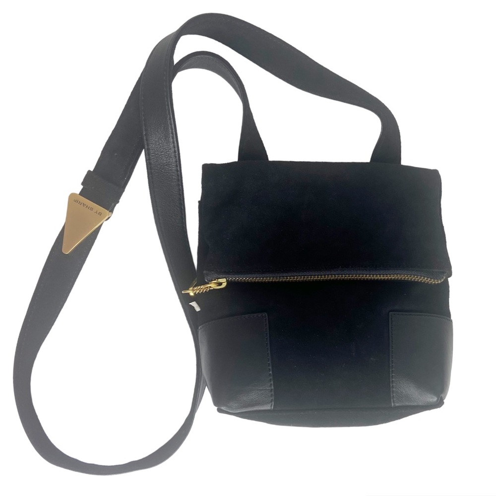 Americana by Sharif Black Suede Leather Shoulder Crossbody Purse Mixed Media